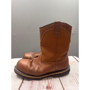 Brahma Work Boots Men Brown Leather Pull On Wellington 15